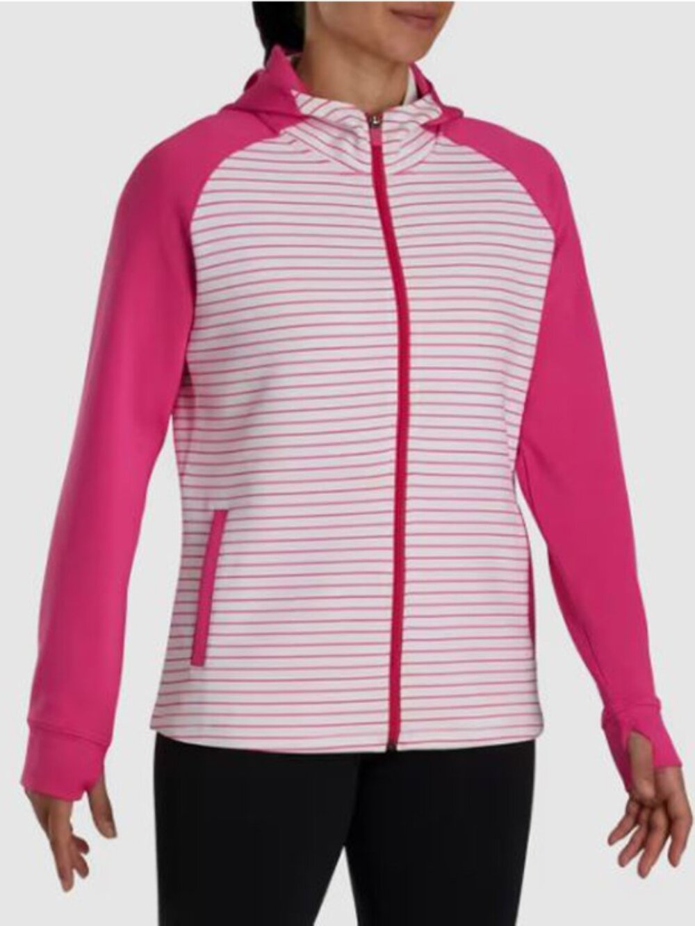 FootJoy Pink & White Striped Full-zip Hoodie